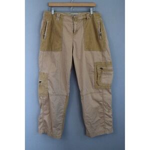 Abercrombie Fitch Tan Corduroy Patch Cargo Pants 16 33 Womens Y2K